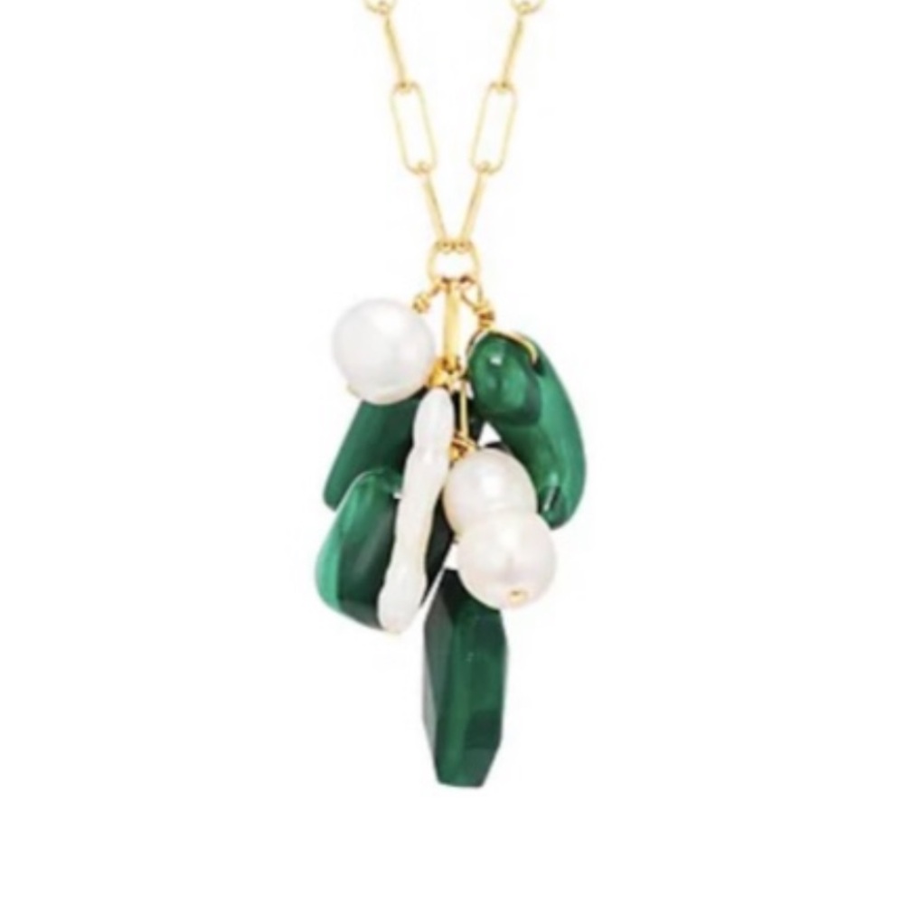NEST Jewelry Malachite and Pearl Necklace. NWOT!